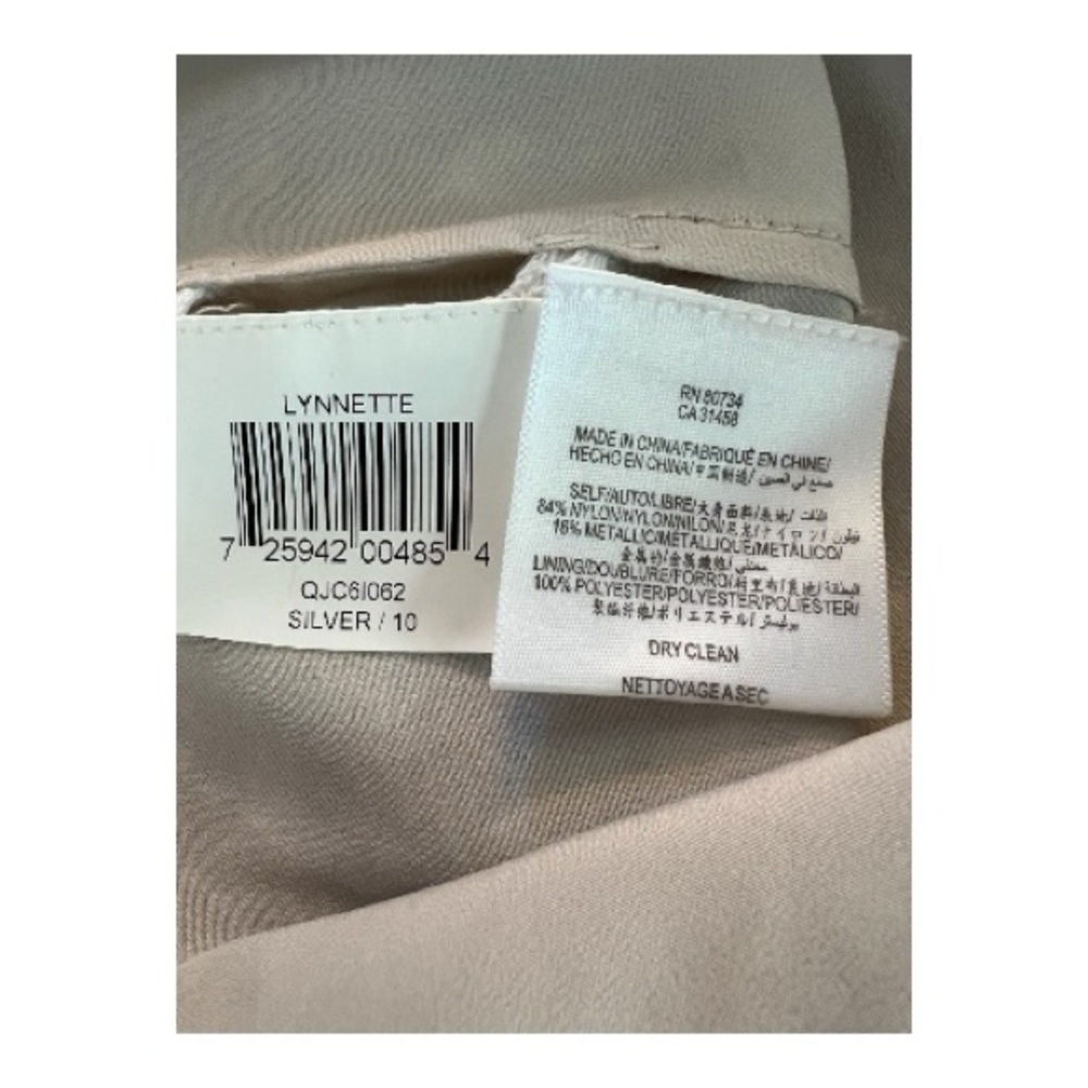 EUC BCBGMaxAzria Lynnette metallic silver lace cocktail dress – size 10 - Picture 8 of 8